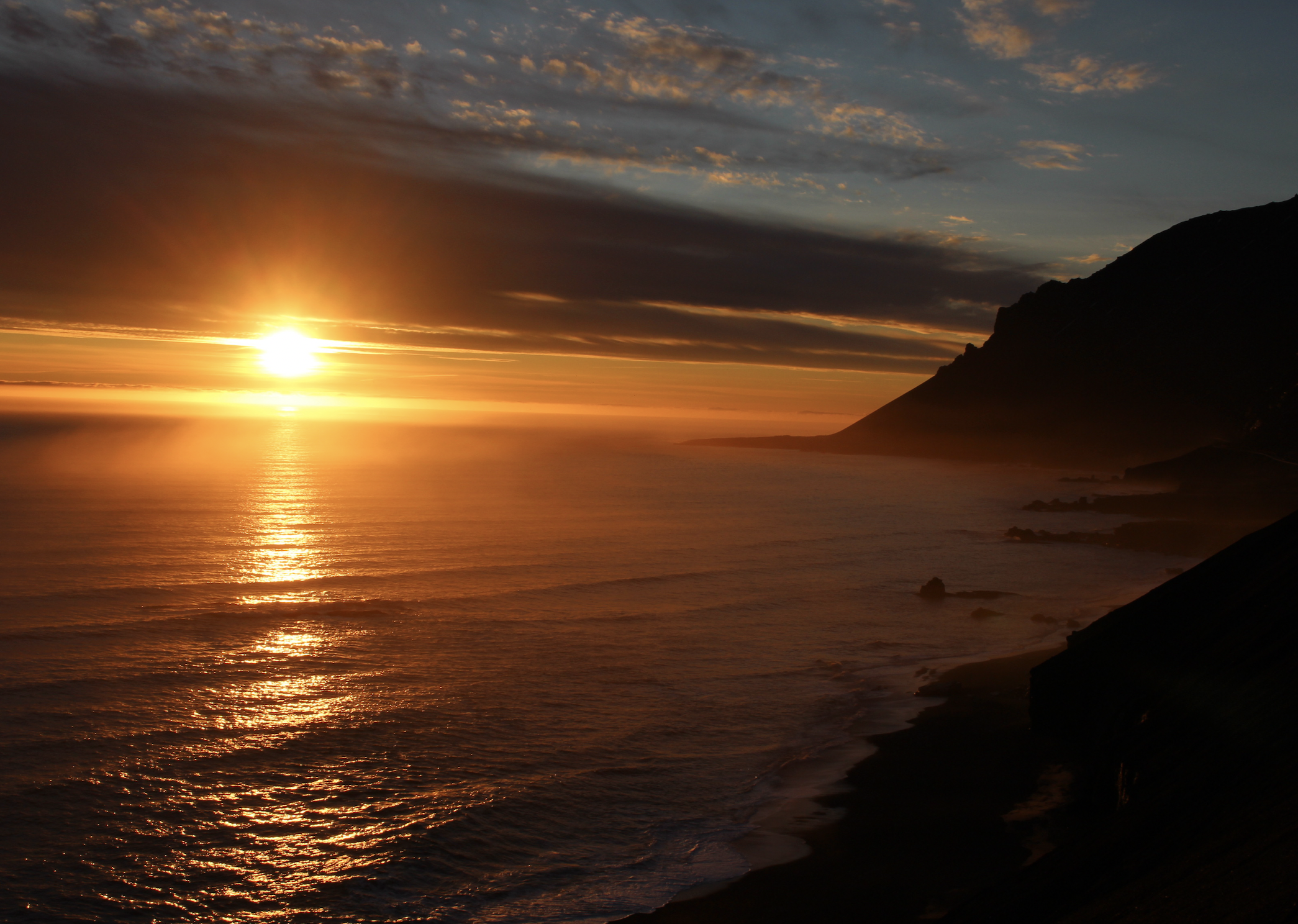 Iceland cliffside at sunrise