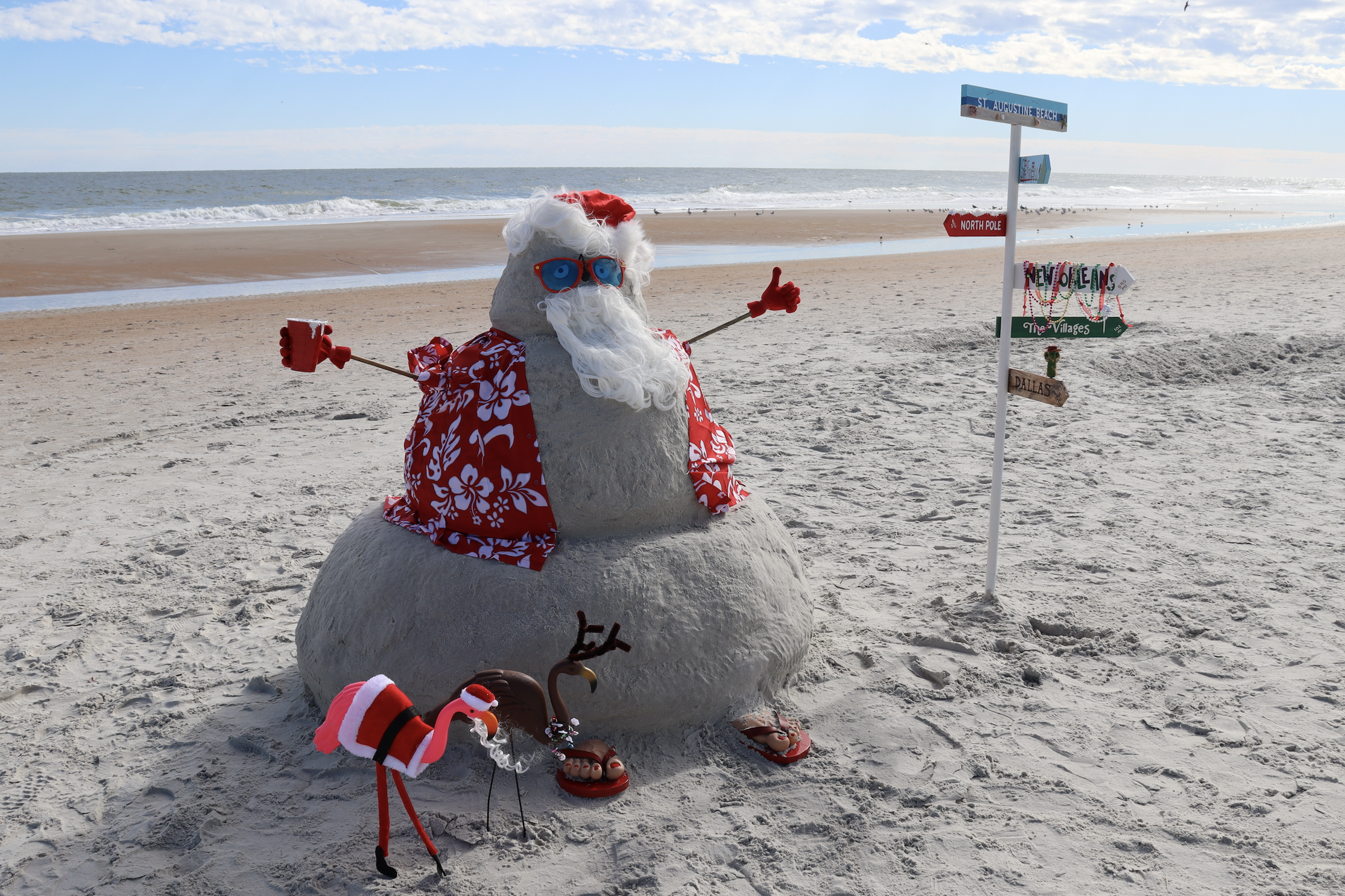 A Santa Claus made out of sand, St Augustine, Florida