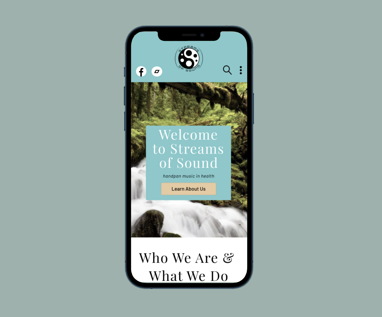 View of the high-fidelity mobile homepage