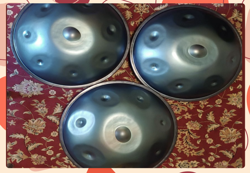 Three handpans used in a raffle